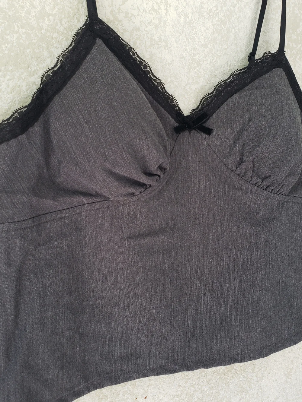 No Boundaries Women's Lace-Trim Charcoal Camisole XL‎ Festival Layer Confident